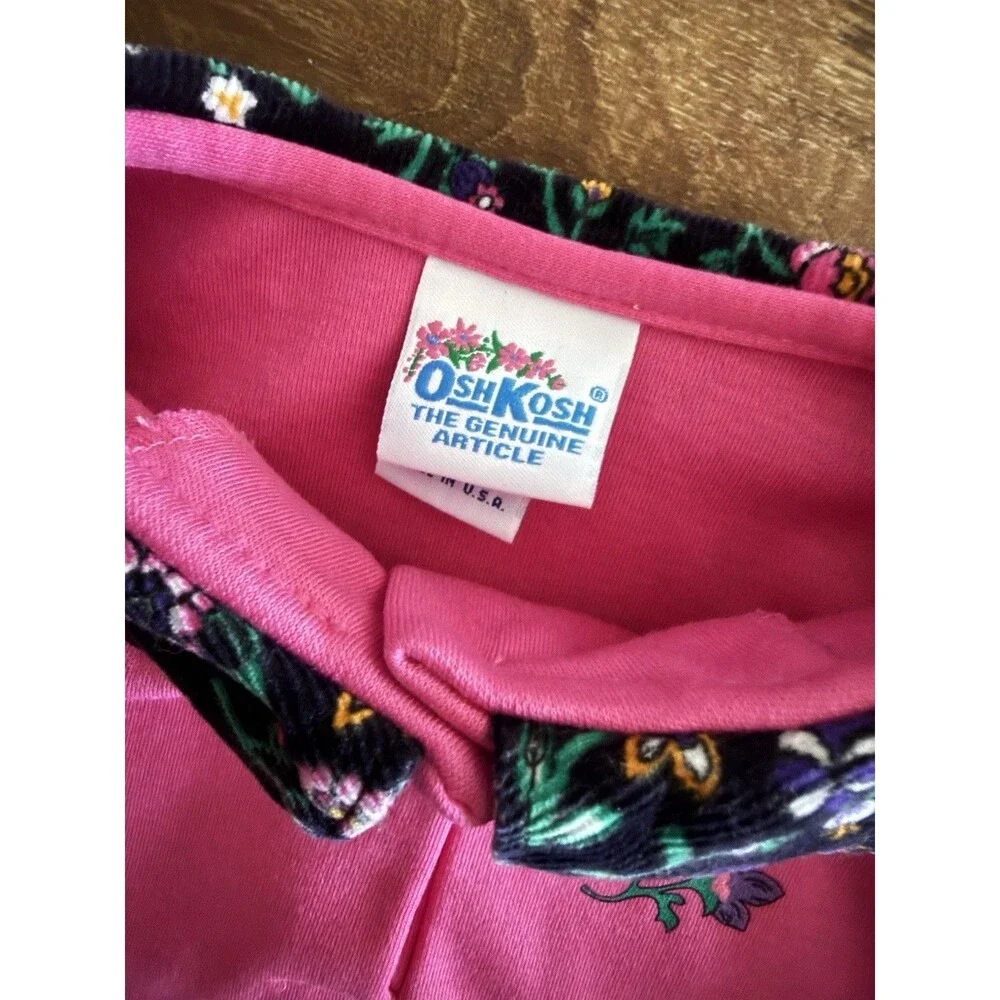 Vintage Oshkosh B'gosh The Genuine Article 4t Floral Corduroy Collar Girls Shirt